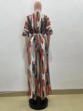 SC Irregular Stripe Print Loose Wide Leg Two Piece Set QOUY-M6034