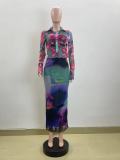 SC Double Mesh Printed Two Piece Skirts Set QOUY-M6027