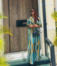 SC Irregular Stripe Print Loose Wide Leg Two Piece Set QOUY-M6034