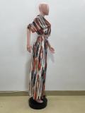 SC Irregular Stripe Print Loose Wide Leg Two Piece Set QOUY-M6034