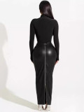 SC Fashion Zipper Slim PU Leather Skirt QOUY-M6008