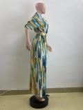SC Irregular Stripe Print Loose Wide Leg Two Piece Set QOUY-M6034