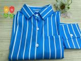 SC Stripe Print Long Sleeve Loose Shirt QOUY-M6021