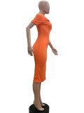 SC Solid Color Lapel Neck Split Midi Dress QOUY-6031