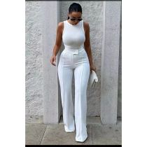 SC White High Waist Straight Pants QOUY-M6001