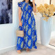 SC Print Ruffles Sleeve Slim Maxi Dress GYLY-10555