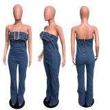SC Sexy Wrap Chest Denim Slim Jumpsuit LX-6029