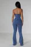 SC Sexy Wrap Chest Denim Slim Jumpsuit LX-6029