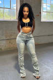 SC Casual Washed Zipper Jeans LX-6031