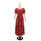 SC Polka Dot Print Short Sleeve Maxi Dress GYLY-10540