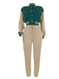 SC Fashion Color Block Long Sleeve Patchwork 2 Piece Set FENF-6008