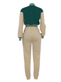 SC Fashion Color Block Long Sleeve Patchwork 2 Piece Set FENF-6008