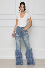 SC Casual Beaded Long Whiskered Jeans OD-8711