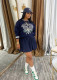 SC Print Pullover Sweatshirt And Pleated Skirt Suit NY-10915