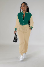 SC Fashion Color Block Long Sleeve Patchwork 2 Piece Set FENF-6008