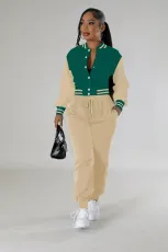 SC Fashion Color Block Long Sleeve Patchwork 2 Piece Set FENF-6008