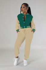 SC Fashion Color Block Long Sleeve Patchwork 2 Piece Set FENF-6008