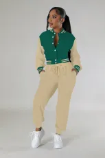SC Fashion Color Block Long Sleeve Patchwork 2 Piece Set FENF-6008