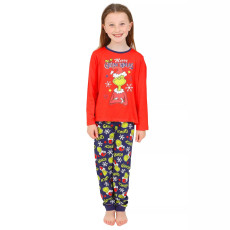 SC Christmas Print Color Block Parent-child pajamas Set GSGS-0703