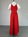 SC Bubble Sleeve Shirt Neck Fake Two Maxi Dress GCNE-7782