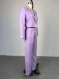 SC Solid Color Lapel Neck Blazer Tow Piece Pants Suit GCNE-7539