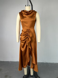 SC Sleeveless Ruffles Irregular Maxi Dress GCNE-7281
