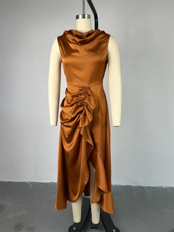 SC Sleeveless Ruffles Irregular Maxi Dress GCNE-7281