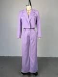 SC Solid Color Lapel Neck Blazer Tow Piece Pants Suit GCNE-7539
