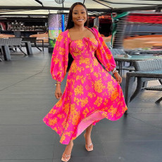 SC Long Sleeve Print Long Sleeve Maxi Dress GCNE-7258