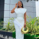 SC Short Sleeve Solid Color Drawstring Raw Edge Long Dress GCNE-7282