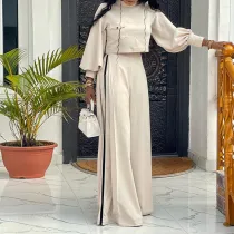 SC Solid Color Long Sleeve Tops Loose Pants Suit GCNE-6659