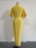 SC Solid Color Single-breasted Shirt Dress GCNE-8619