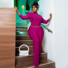 SC Solid Color Long Sleeve Slim Jumpsuit GCNE-7001