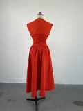 SC Sleeveless Solid Color Slim Midi Dress GCNE-6990