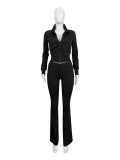 SC Sport Tight Zipper Flare Sleeve Padded Suit CH-24066