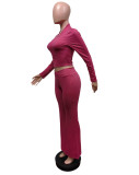 SC Solid Color Zipper Slim Two Piece Pants Set MEM-88605
