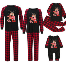 SC Christmas Printed Plaid Patchwork Loungewear Parent-Child Set GFTM-JJFA01-144