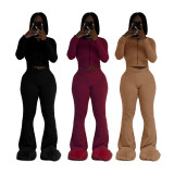 SC Solid Color Zipper Slim Two Piece Pants Set MEM-88605