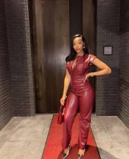SC Fashion Sleeveless PU Leather Jumpsuit OLYF-6163
