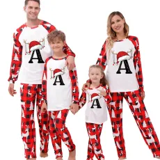 SC Christmas Letter Print Long Sleeve Parent-Child Pajama Set GFTM-JJF32