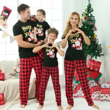 SC Christmas Printed Short Sleeve Parent-child Home Set GFTM-JJF53-806