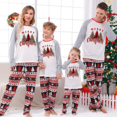 SC Christmas Tree Printed Loungewear Plaid Patchwork Parent-Child Set GFTM-JJF89