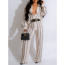 SC Stripe Long Sleeve Shirt And Pants 2 Piece Suit AIL-289
