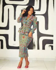 SC Long Sleeve Print Blazer Two Piece Skirt Set NY-10907