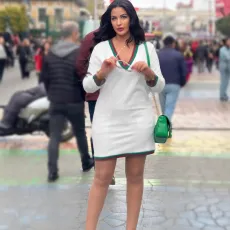 SC V Neck Knits Sweater Mini Dress GKLZ-4060