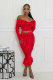 SC Stripe Print Off Shoulder Two Piece Skirt Set XHXF-8711