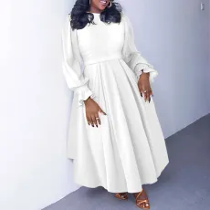 SC Plus Size Long Sleeve Solid Long Dress NNWF-8060