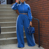 SC Sport Sweatshirt Stripe Patchwork Two Piece Pants Set AIL-292