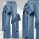 SC Washed Spliced Bow Wide Leg Jeans LSD-2253