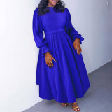 SC Plus Size Long Sleeve Solid Long Dress NNWF-8060
